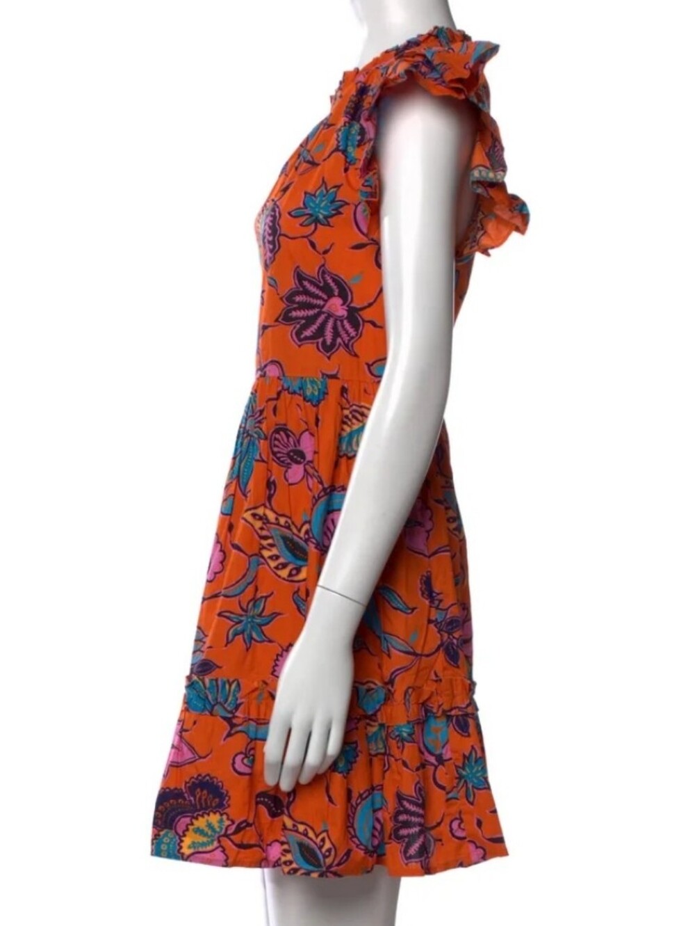 House Of Harlow 1960 Orange Floral Tiered Boho Mini Dress - Picture 11 of 11